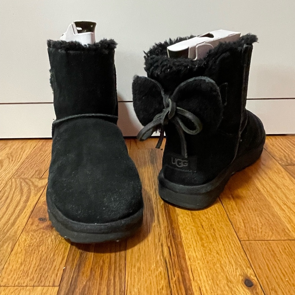 UGG Black Suede Boots with Bow